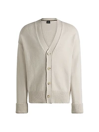 Relaxed-Fit Cardigan with Button Front and Ribbed Cuffs