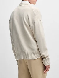 Relaxed-Fit Cardigan with Button Front and Ribbed Cuffs