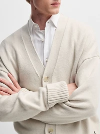 Relaxed-Fit Cardigan with Button Front and Ribbed Cuffs