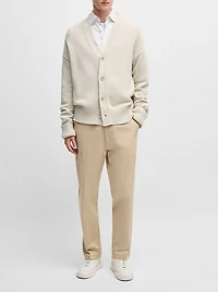 Relaxed-Fit Cardigan with Button Front and Ribbed Cuffs