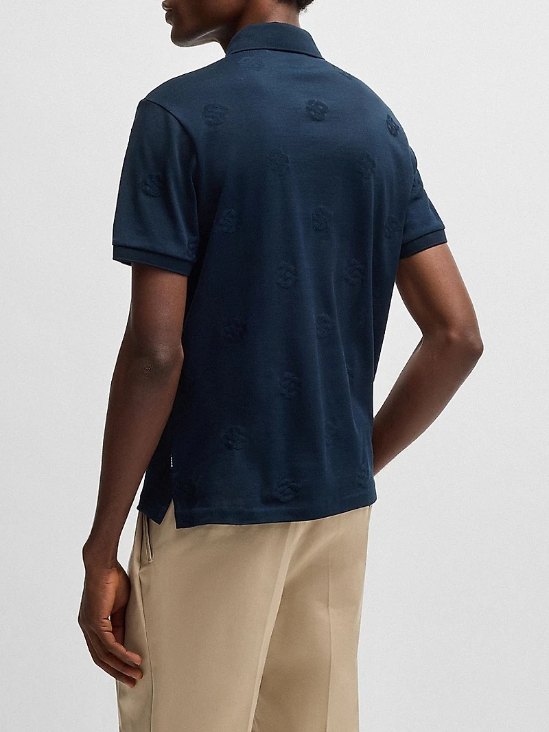 Mercerized-Cotton Polo Shirt with Double B Monograms