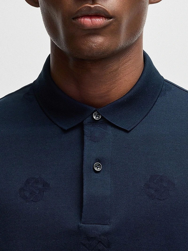Mercerized-Cotton Polo Shirt with Double B Monograms