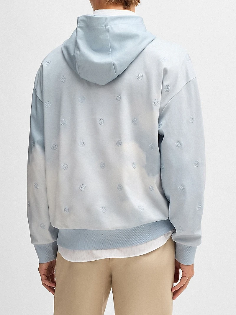 Cloud-Artwork Hoodie with Double B Monograms