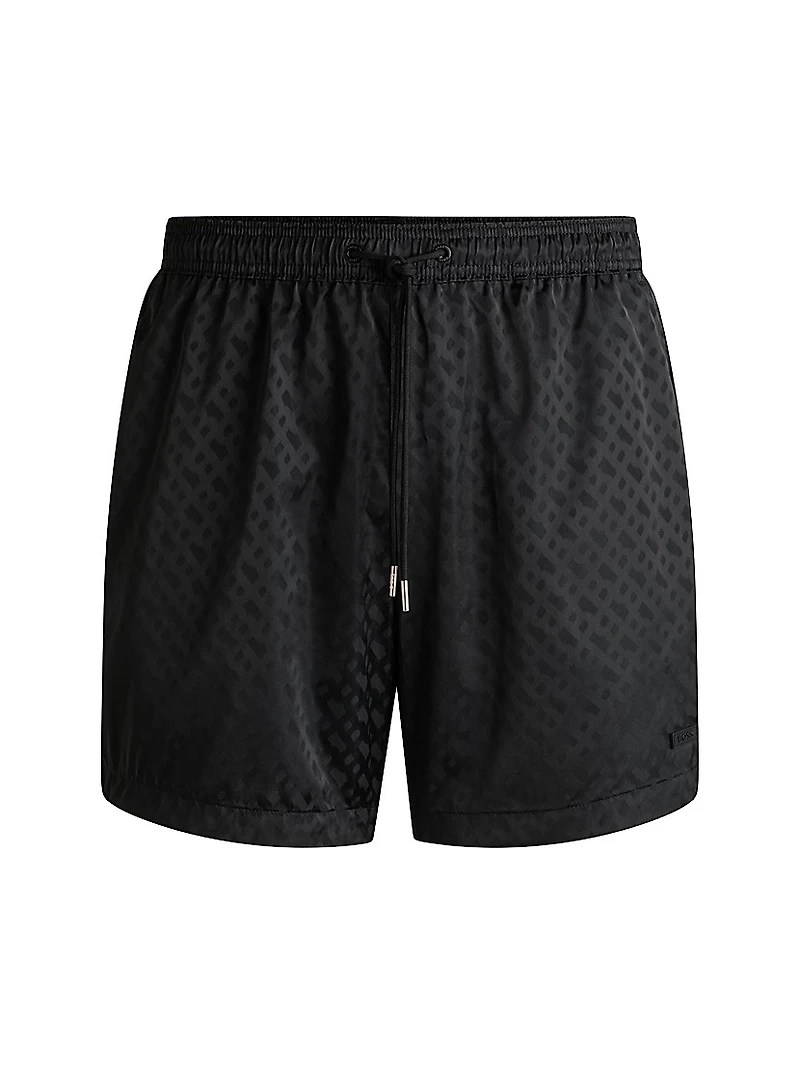 Swim Shorts with All-Over Tonal Monograms