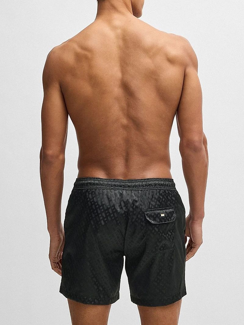 Swim Shorts with All-Over Tonal Monograms