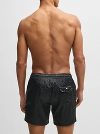 Swim Shorts with All-Over Tonal Monograms