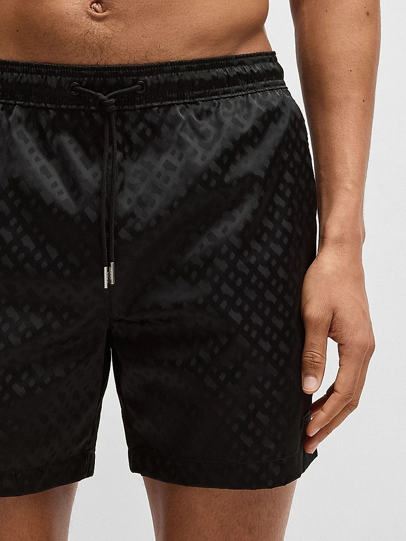 Swim Shorts with All-Over Tonal Monograms
