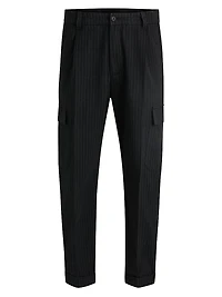 Tapered-Fit Trousers Striped Brushed Cotton
