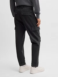 Tapered-Fit Trousers Striped Brushed Cotton