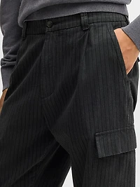 Tapered-Fit Trousers Striped Brushed Cotton