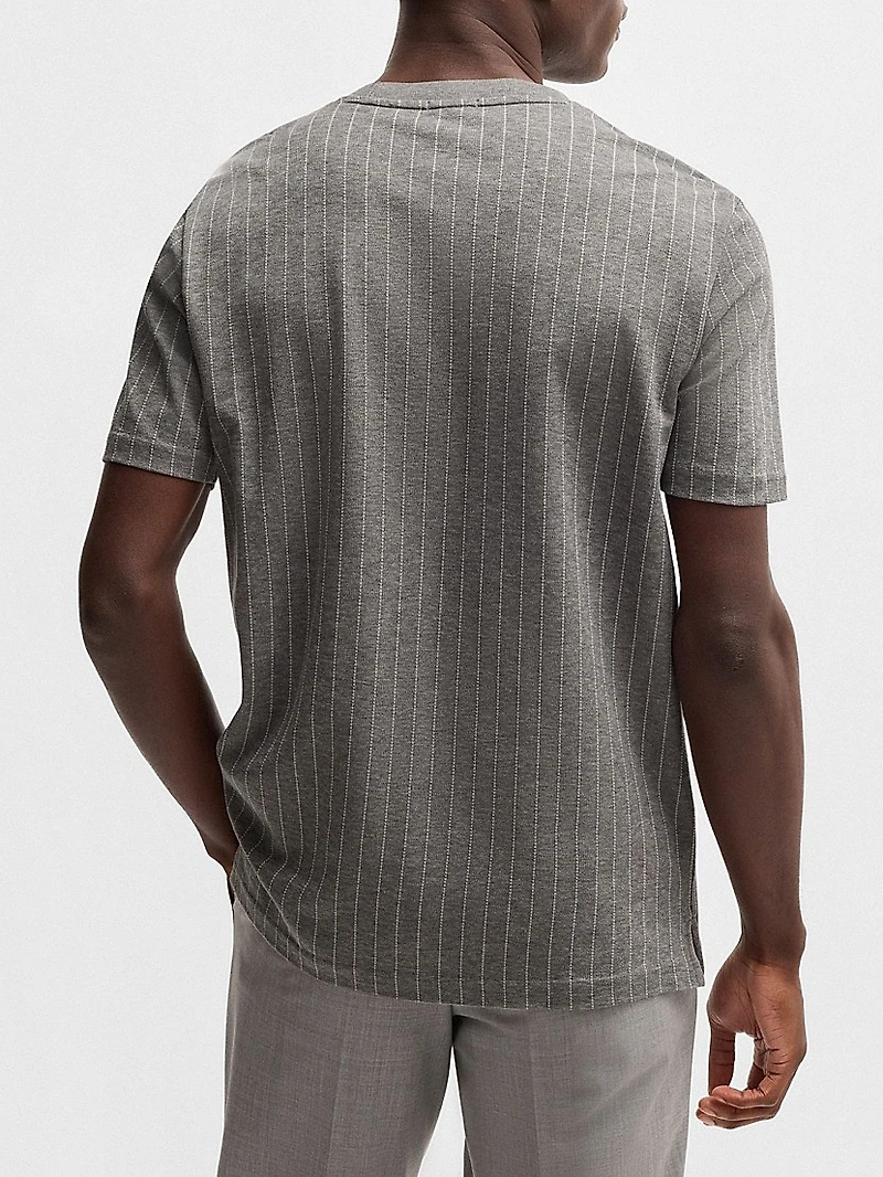 Mercerized-Cotton T-Shirt with Mixed Stripes
