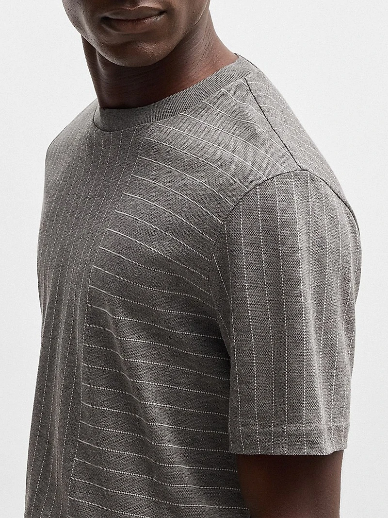 Mercerized-Cotton T-Shirt with Mixed Stripes