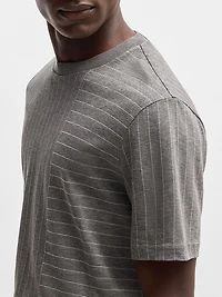Mercerized-Cotton T-Shirt with Mixed Stripes