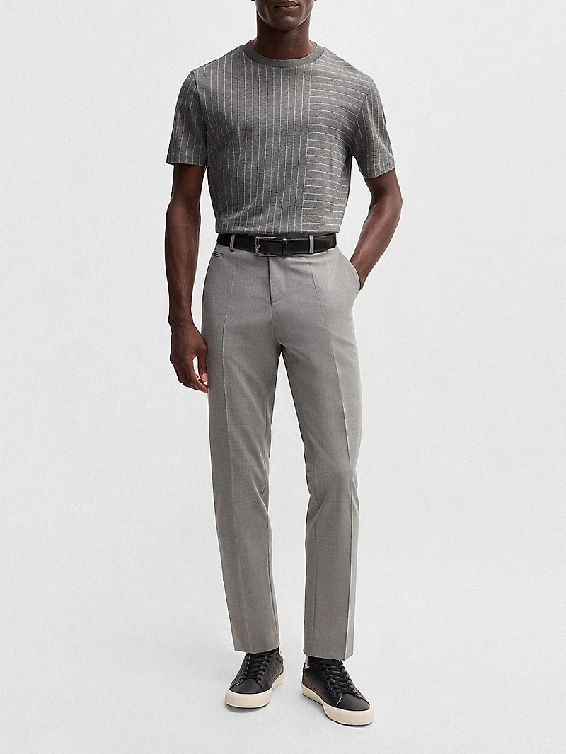 Mercerized-Cotton T-Shirt with Mixed Stripes