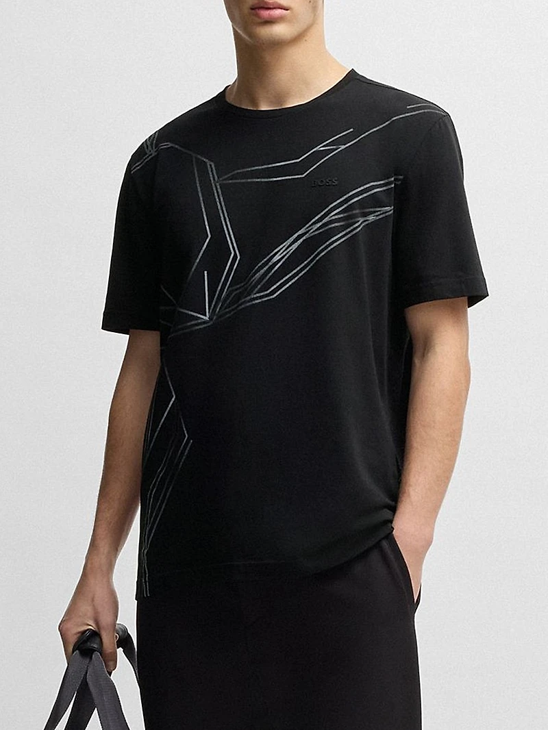 Stretch-Cotton T-Shirt with Degradé Print