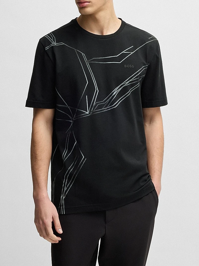 Stretch-Cotton T-Shirt with Degradé Print