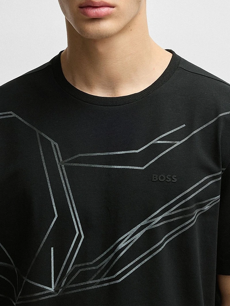 Stretch-Cotton T-Shirt with Degradé Print