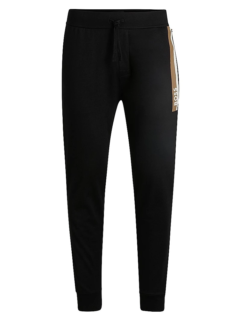 Cotton-Terry Tracksuit Bottoms with Stripe Print