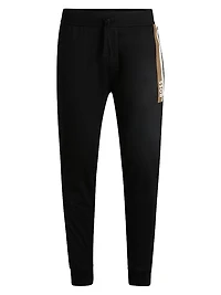 Cotton-Terry Tracksuit Bottoms with Stripe Print