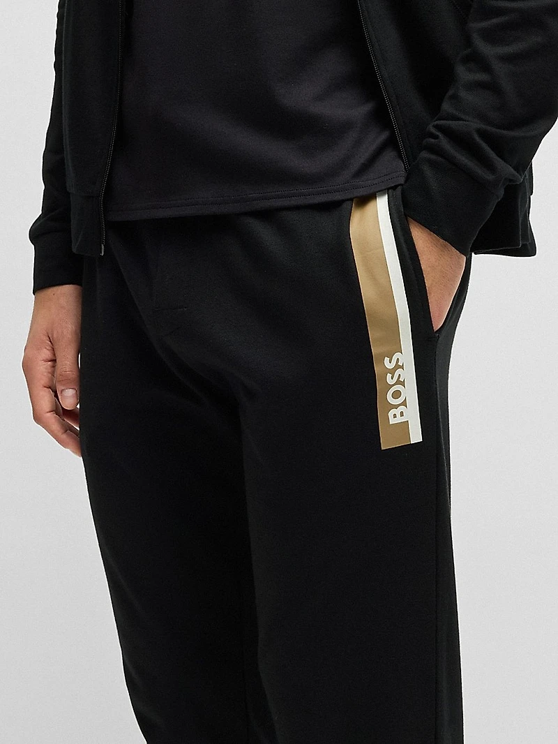 Cotton-Terry Tracksuit Bottoms with Stripe Print