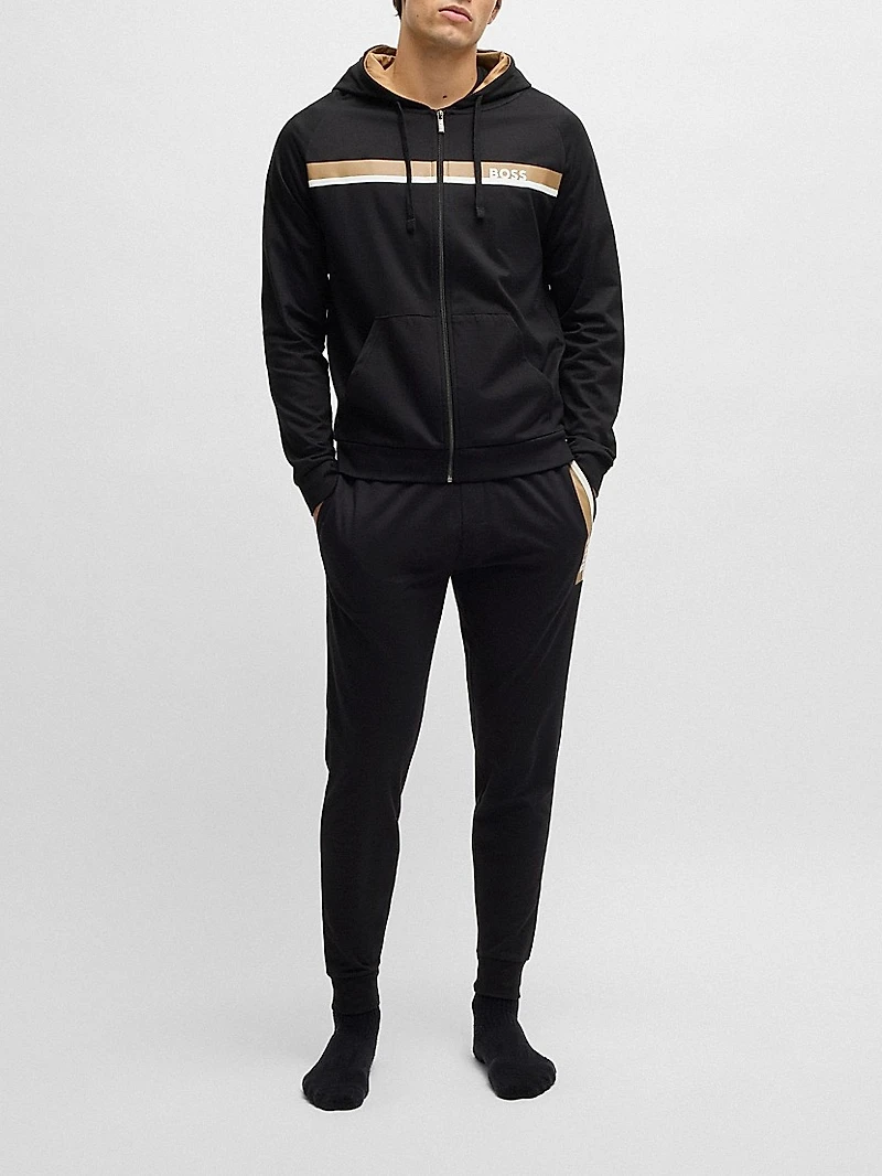 Cotton-Terry Tracksuit Bottoms with Stripe Print