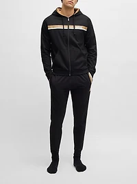 Cotton-Terry Tracksuit Bottoms with Stripe Print