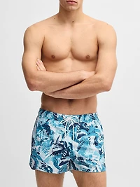 Printed Swim Shorts with Logo Detail
