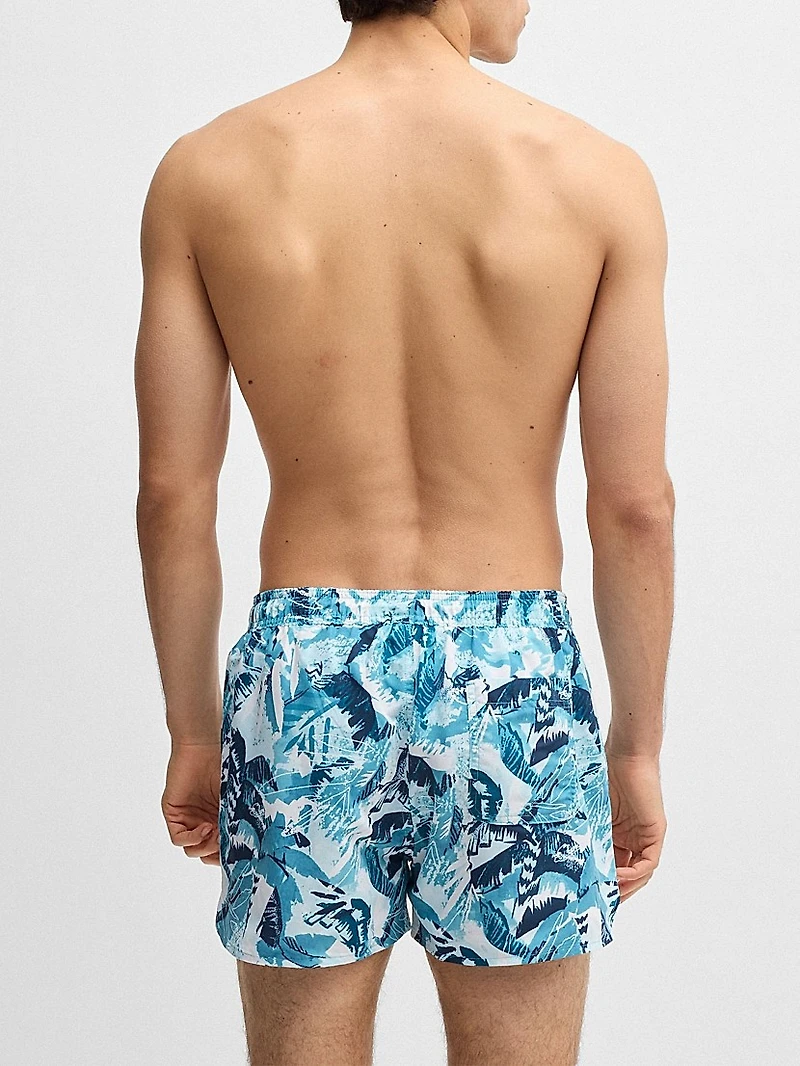 Printed Swim Shorts with Logo Detail