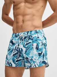Printed Swim Shorts with Logo Detail