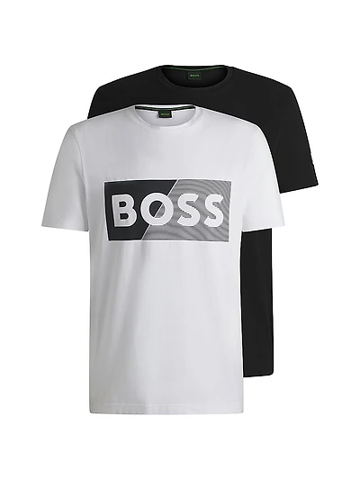 Two-Pack of Stretch-Cotton T-Shirts with Logo Artwork
