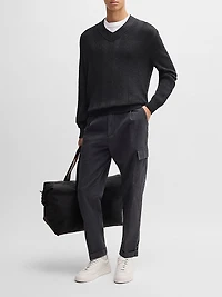 Mixed-Structure V-Neck Sweater Wool