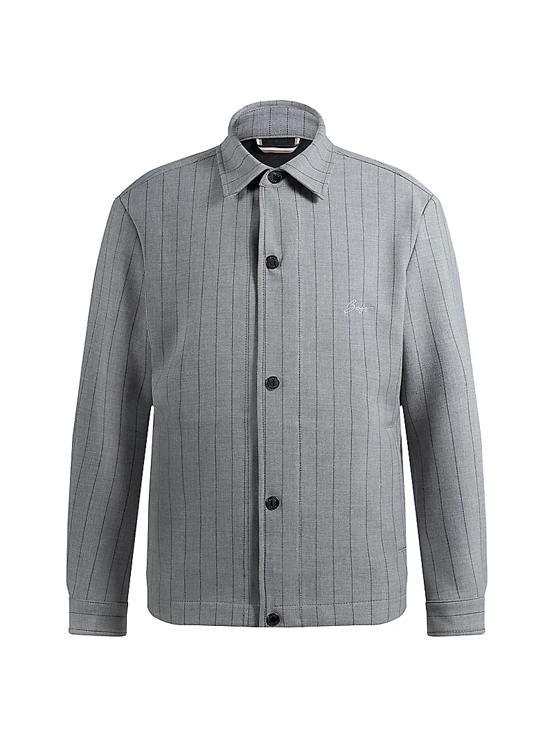 Relaxed-Fit Overshirt with Stripe and Script Logo