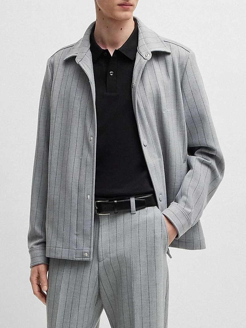 Relaxed-Fit Overshirt with Stripe and Script Logo