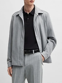 Relaxed-Fit Overshirt with Stripe and Script Logo