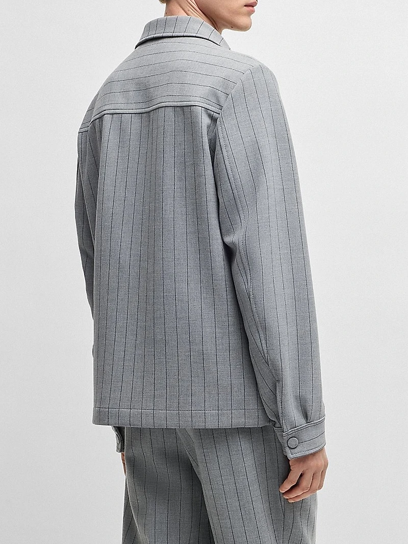 Relaxed-Fit Overshirt with Stripe and Script Logo