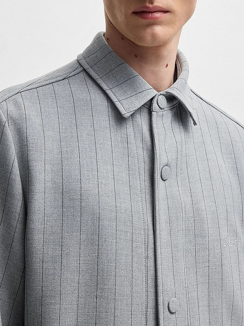 Relaxed-Fit Overshirt with Stripe and Script Logo