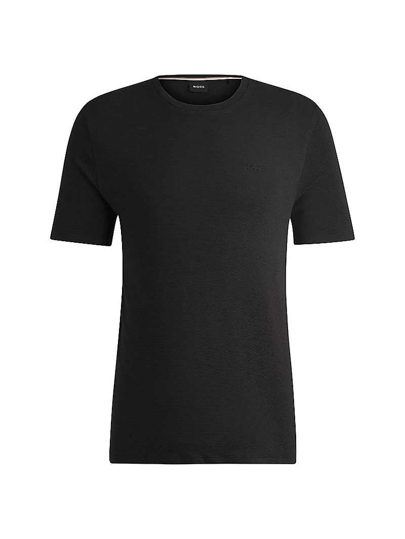 Stretch-Jersey Pajama T-Shirt with Embroidered Logo