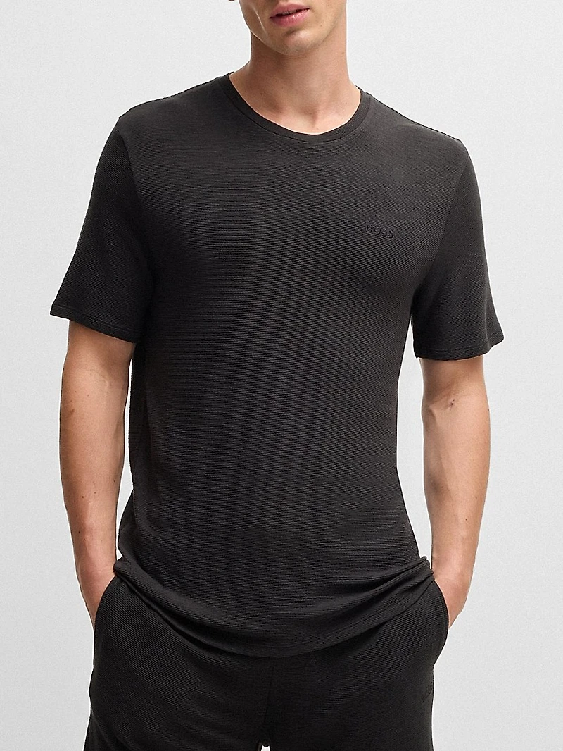 Stretch-Jersey Pajama T-Shirt with Embroidered Logo