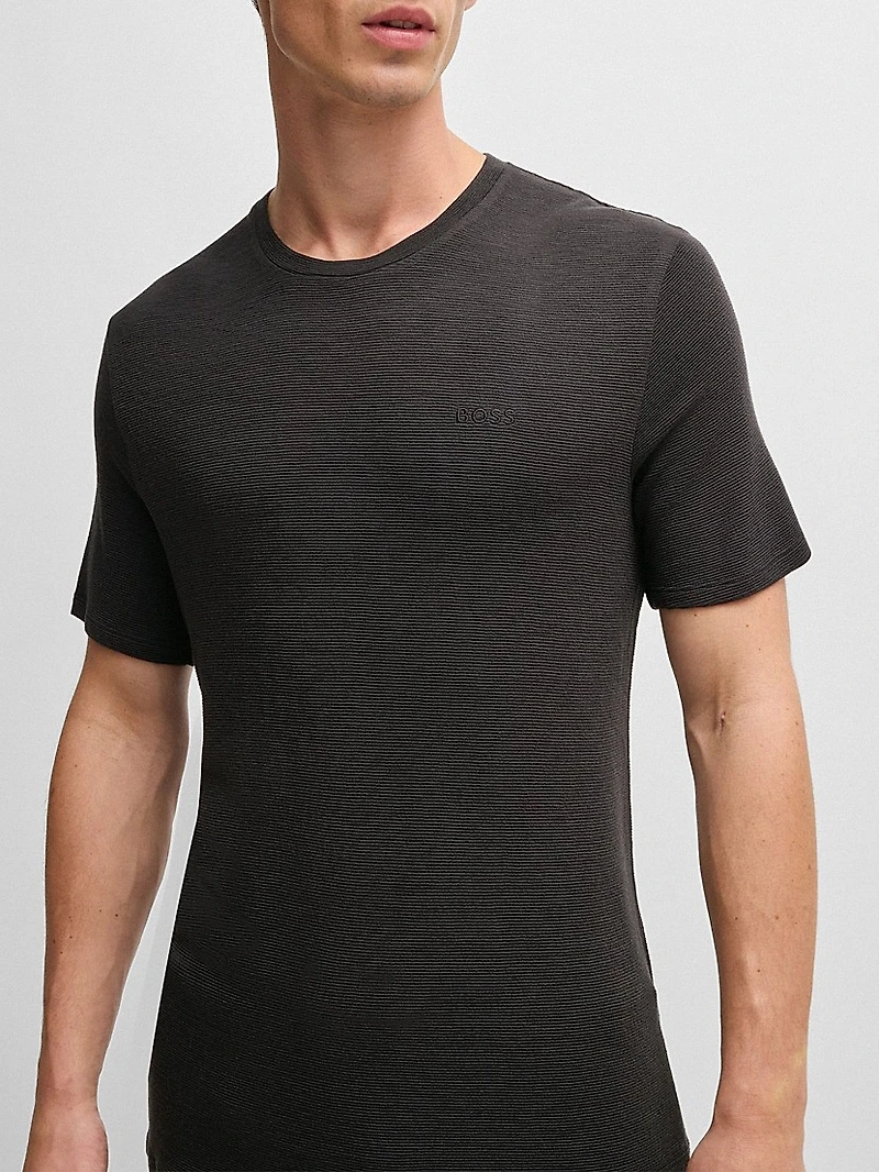 Stretch-Jersey Pajama T-Shirt with Embroidered Logo