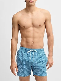 Drawstring-Waist Swim Shorts with All-Over Print