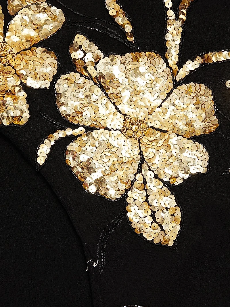 Embroidered Boatneck Gown