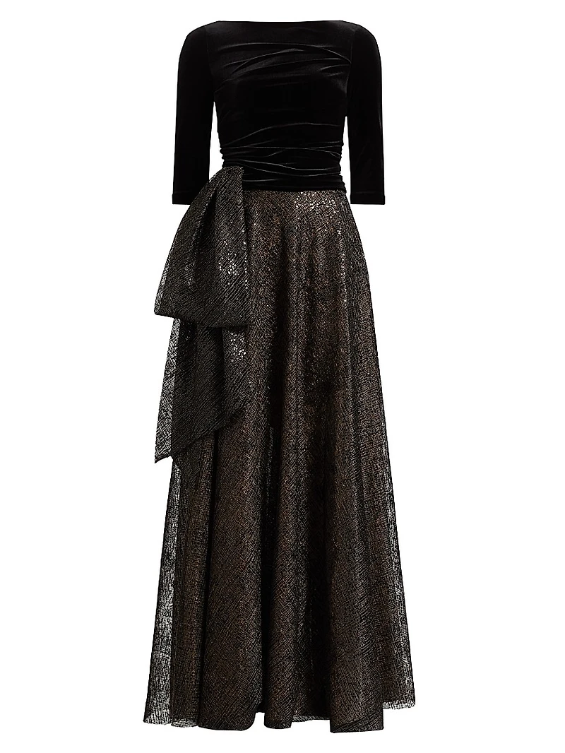 Mix Media Embellished A-Line Gown