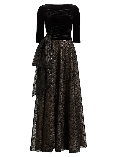 Mix Media Embellished A-Line Gown