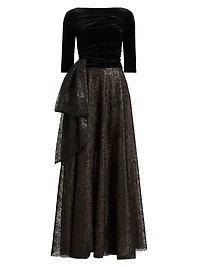 Mix Media Embellished A-Line Gown