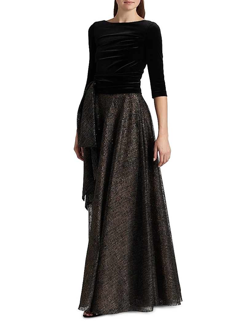 Mix Media Embellished A-Line Gown