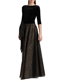 Mix Media Embellished A-Line Gown