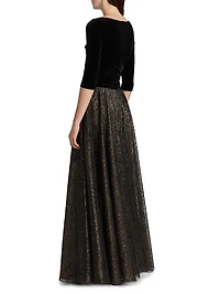 Mix Media Embellished A-Line Gown
