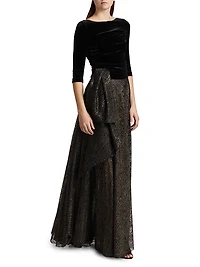 Mix Media Embellished A-Line Gown