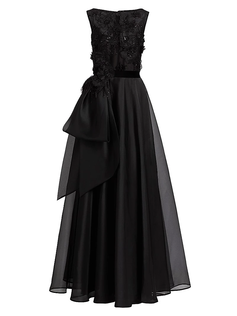 Embellished Organza Bow Ballgown