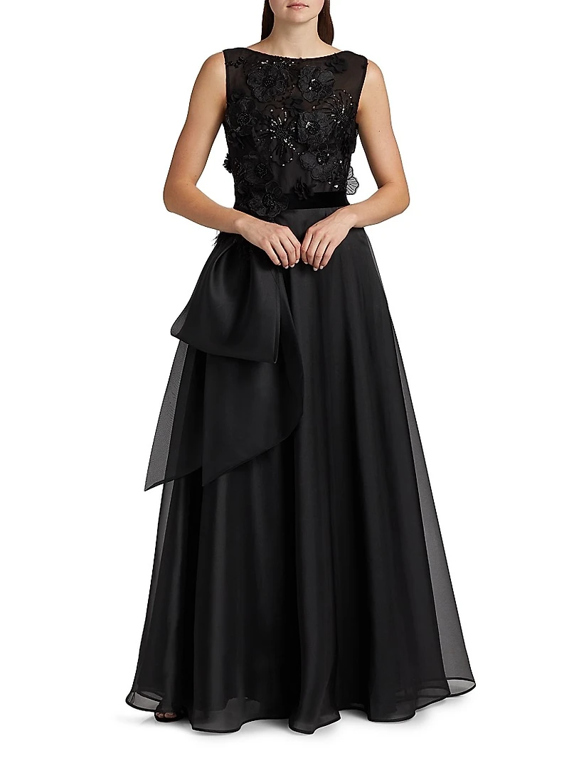 Embellished Organza Bow Ballgown